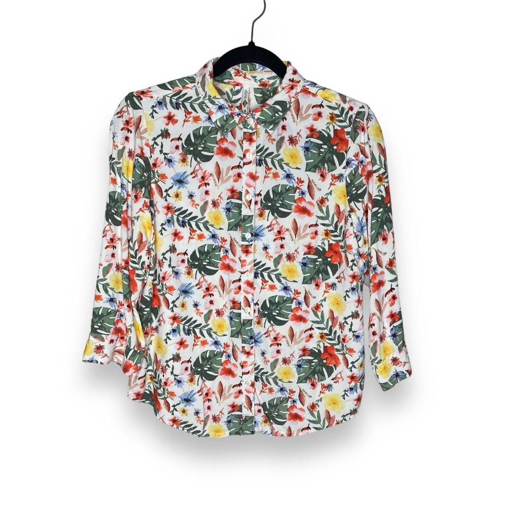 Lee Cooper East London Floral Button Front Shirt Size Medium